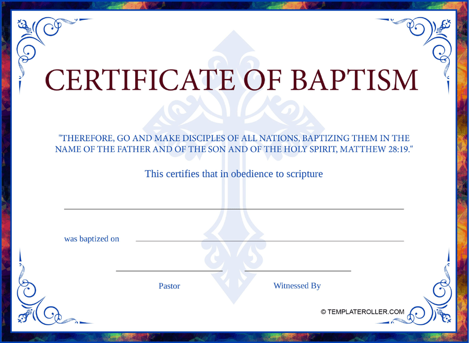 Dark Blue Baptism Certificate Template