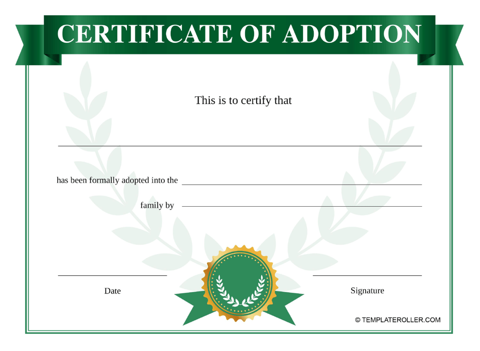 Certificate of Adoption Template - Green Preview