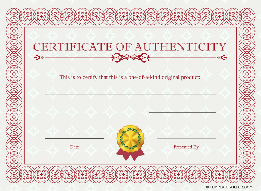 Certificate of Authenticity Template - Red Download Printable PDF ...