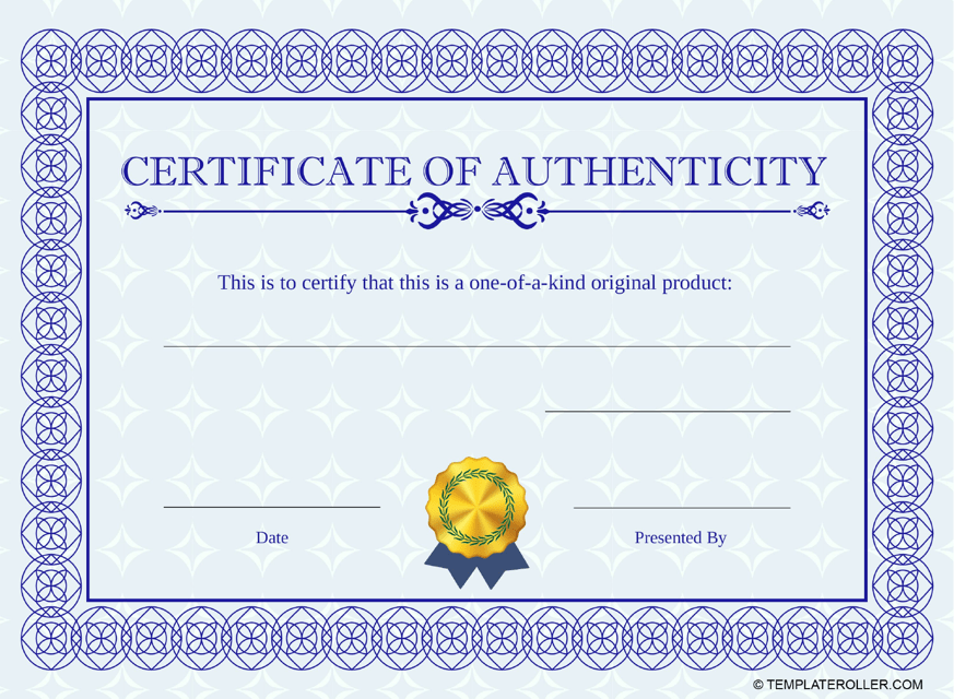Certificate of Authenticity Template - Dark Blue