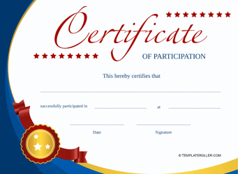 Certificate of Participation Template - Blue