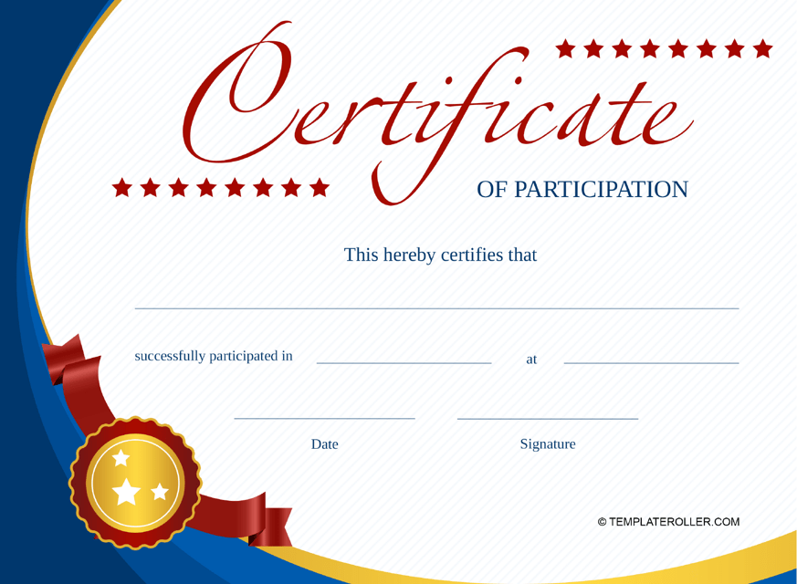 Certificate of Participation Template - Blue and Red