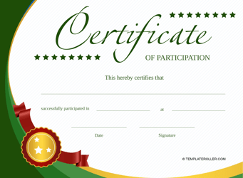 Certificate of Participation Template - Green