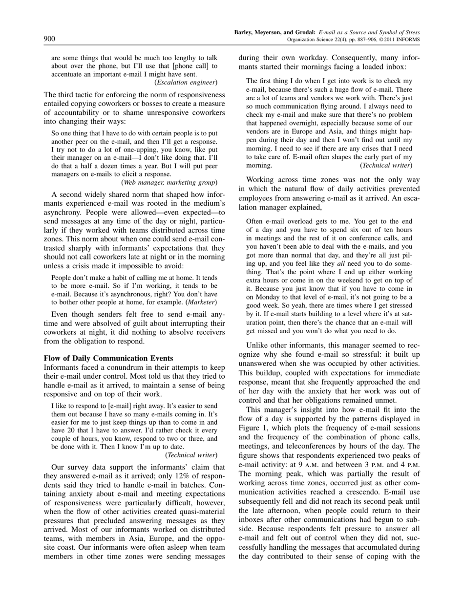 E-Mail as a Source and Symbol of Stress - Stephen R. Barley, Debra E. Meyerson, Stine Grodal, Page 14