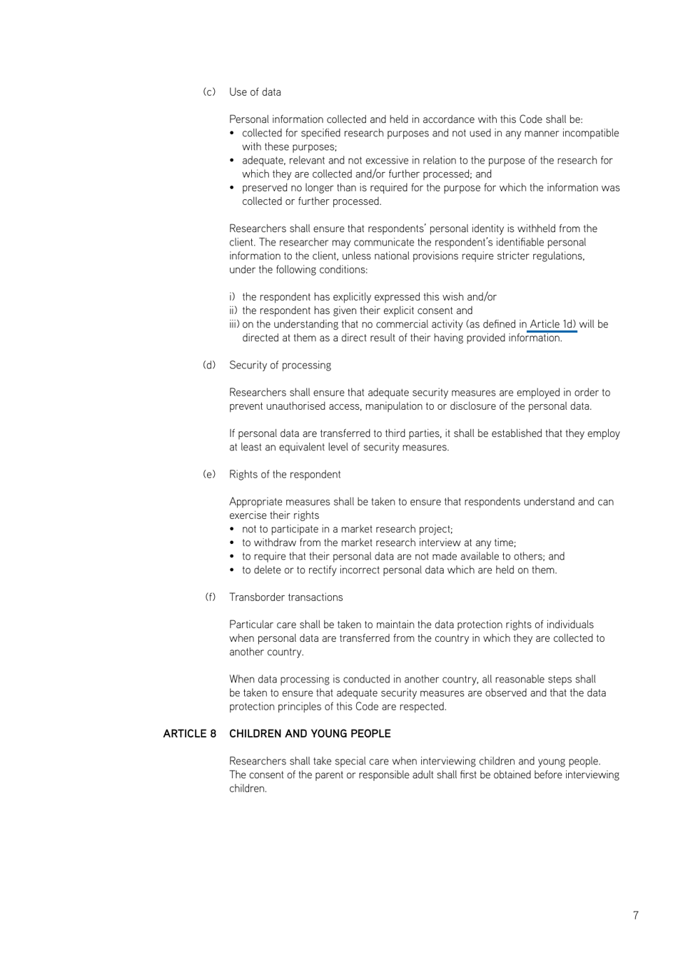 Icc / Esomar International Code on Market and Social Research, Page 9