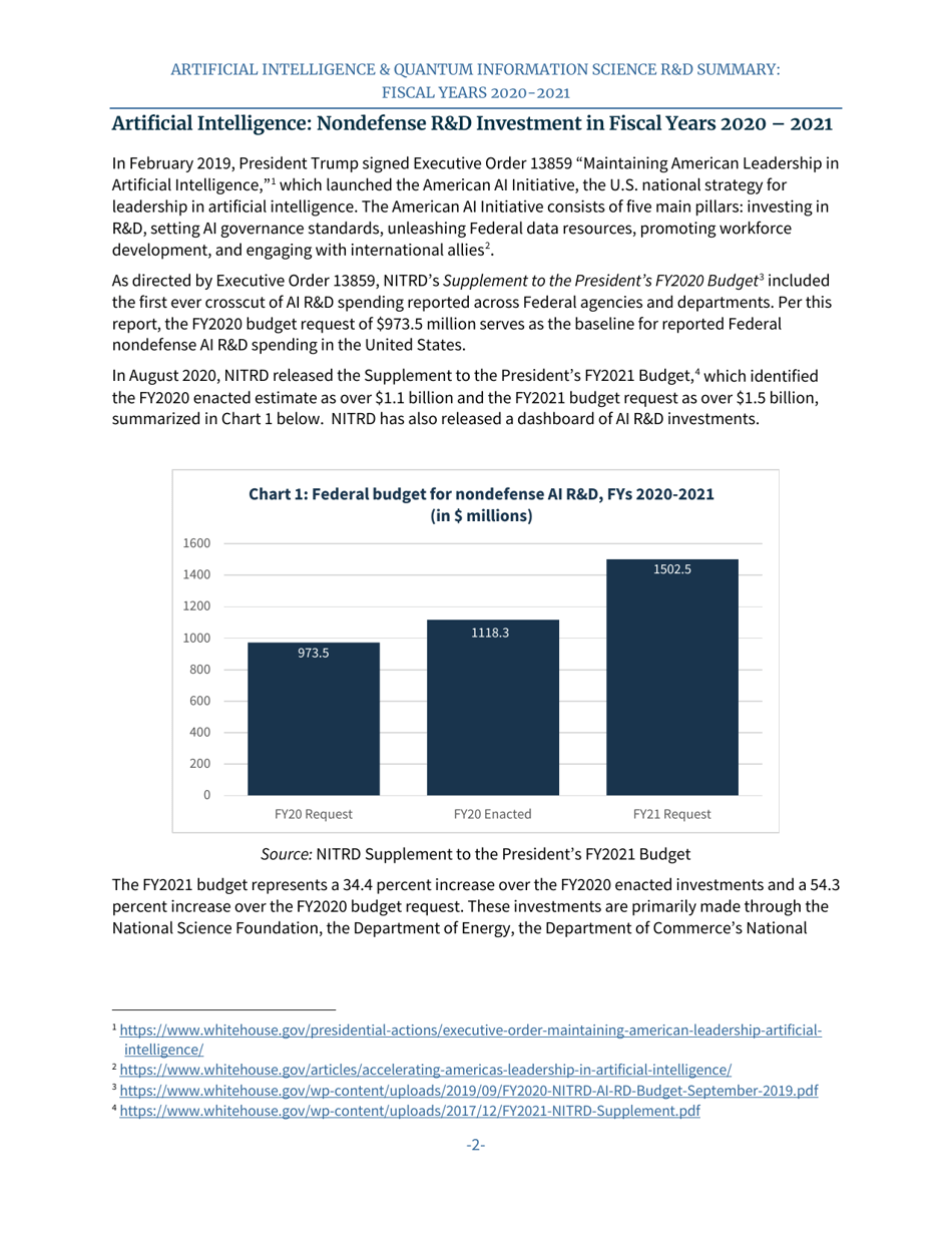 Artificial Intelligence  Quantum Information Science Rd Summary: Fiscal Years 2020-2021, Page 3