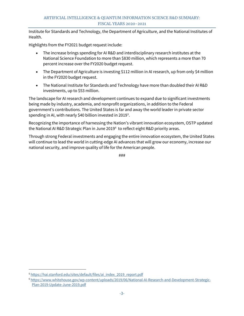 Artificial Intelligence  Quantum Information Science Rd Summary: Fiscal Years 2020-2021, Page 4