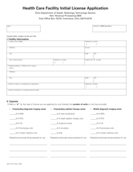 Form HEA5134 Health Care Facility Initial License Application - Ohio