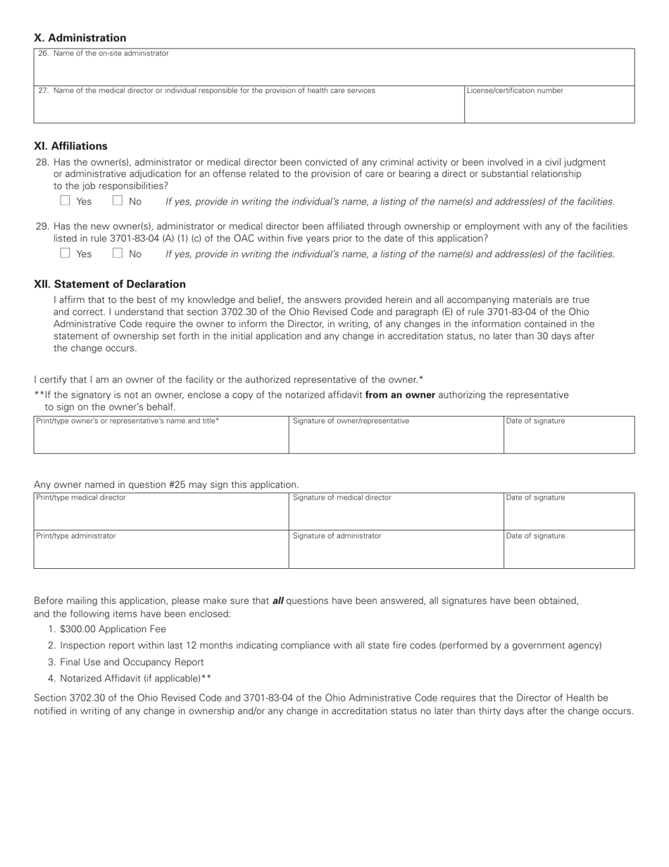 Form HEA5134 Health Care Facility Initial License Application - Ohio, Page 4