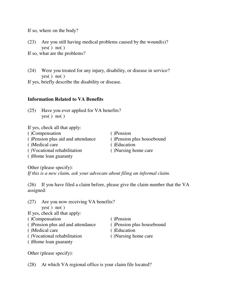 Agent Orange (Herbicide Exposure) Intake Form - North Dakota, Page 3