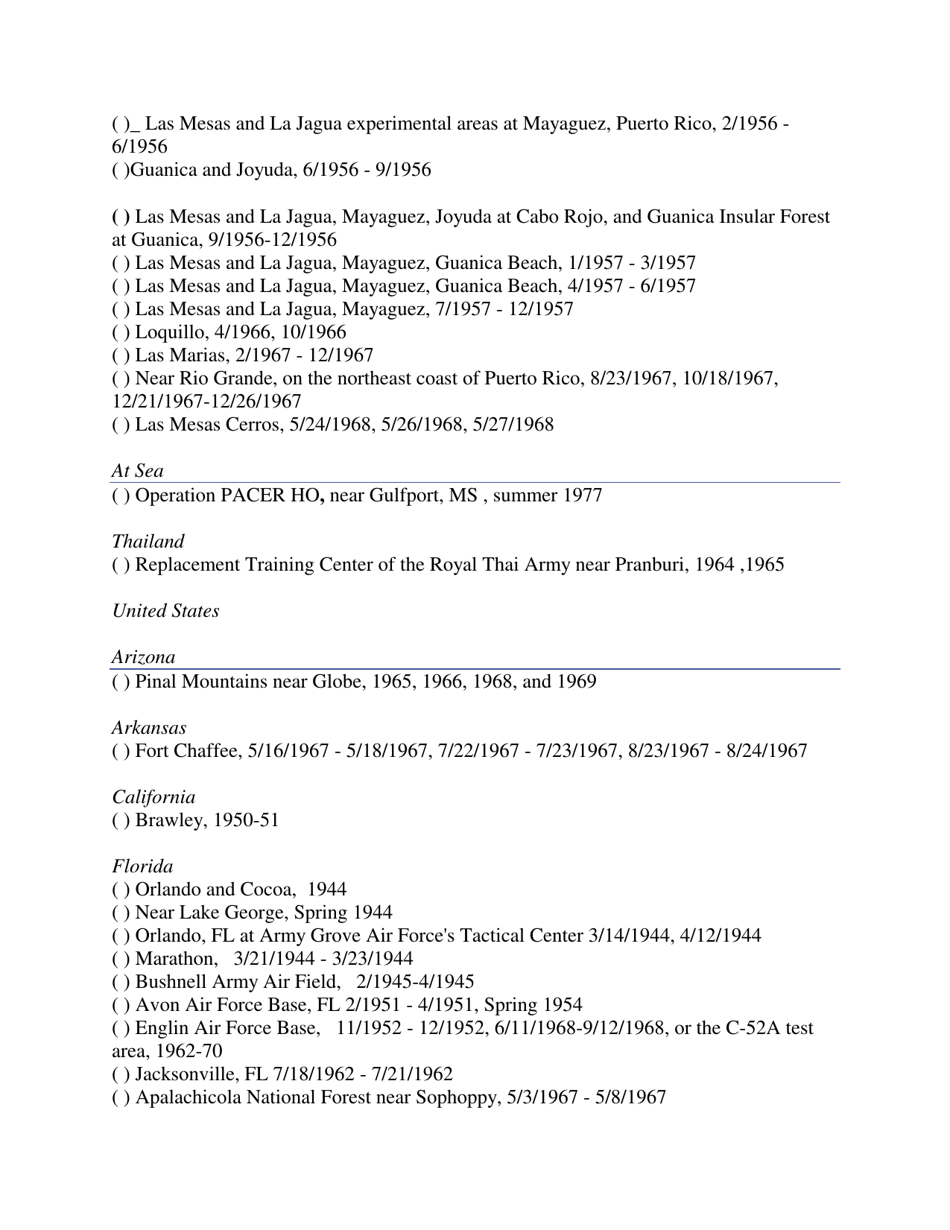 Agent Orange (Herbicide Exposure) Intake Form - North Dakota, Page 5