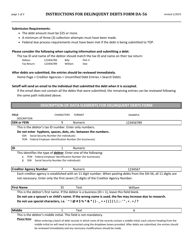 Instructions for Form DA-56 &quot;List of Delinquent Accounts - State Agencies&quot; - Kansas