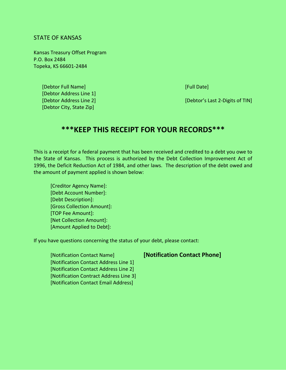 Ktop Offset Receipt - Kansas, Page 1