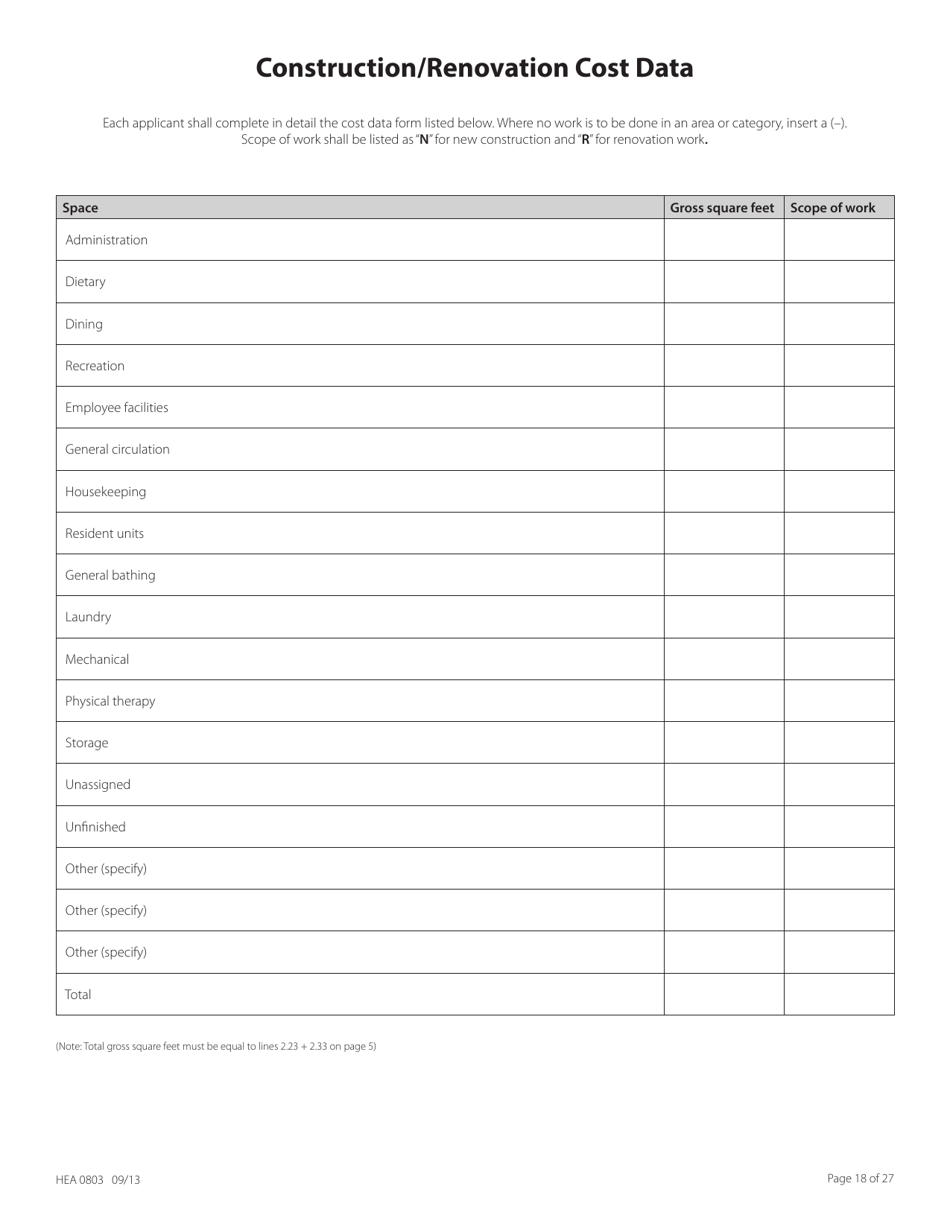 Form HEA0803 Application for Certificate of Need - Ohio, Page 18