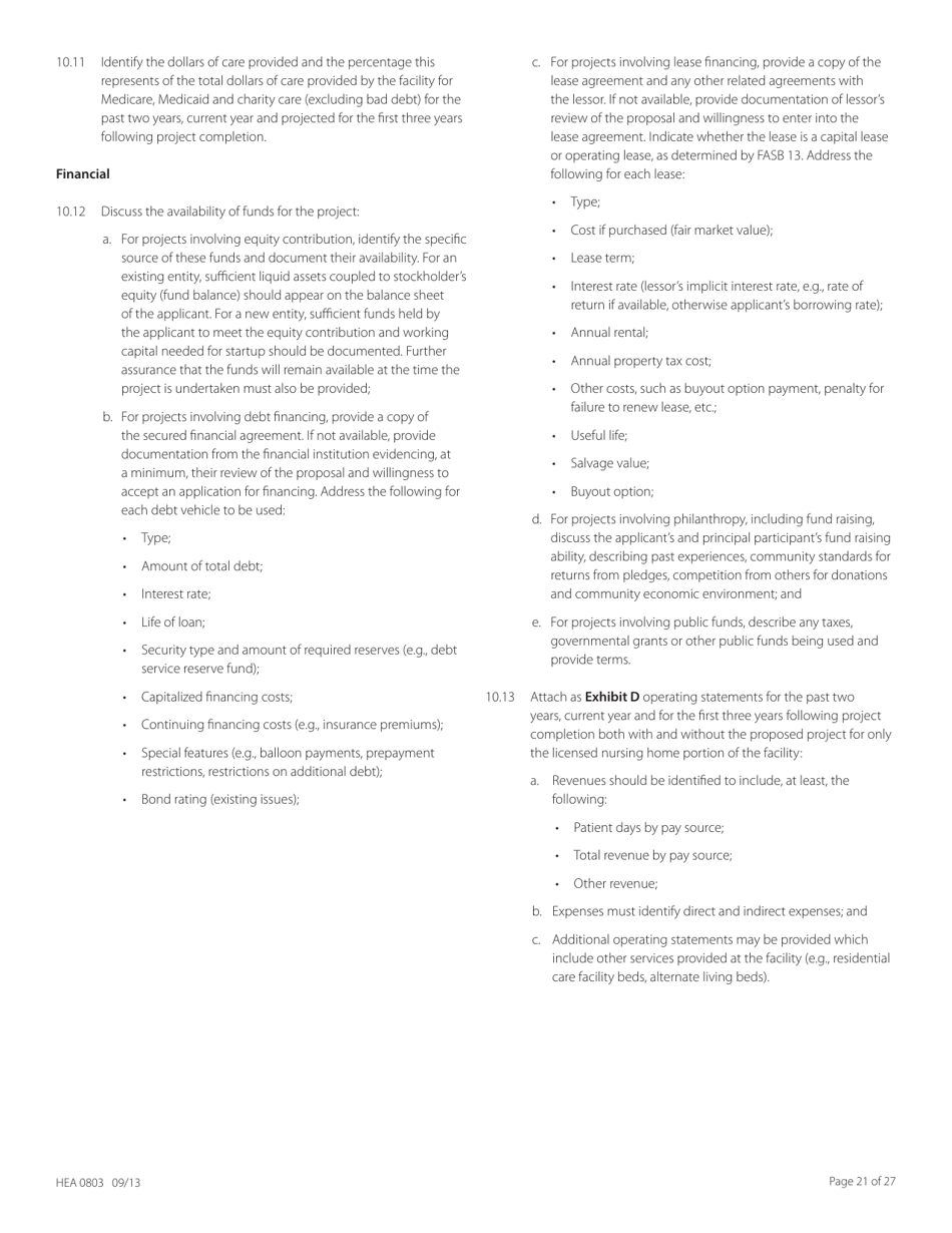 Form HEA0803 Application for Certificate of Need - Ohio, Page 21