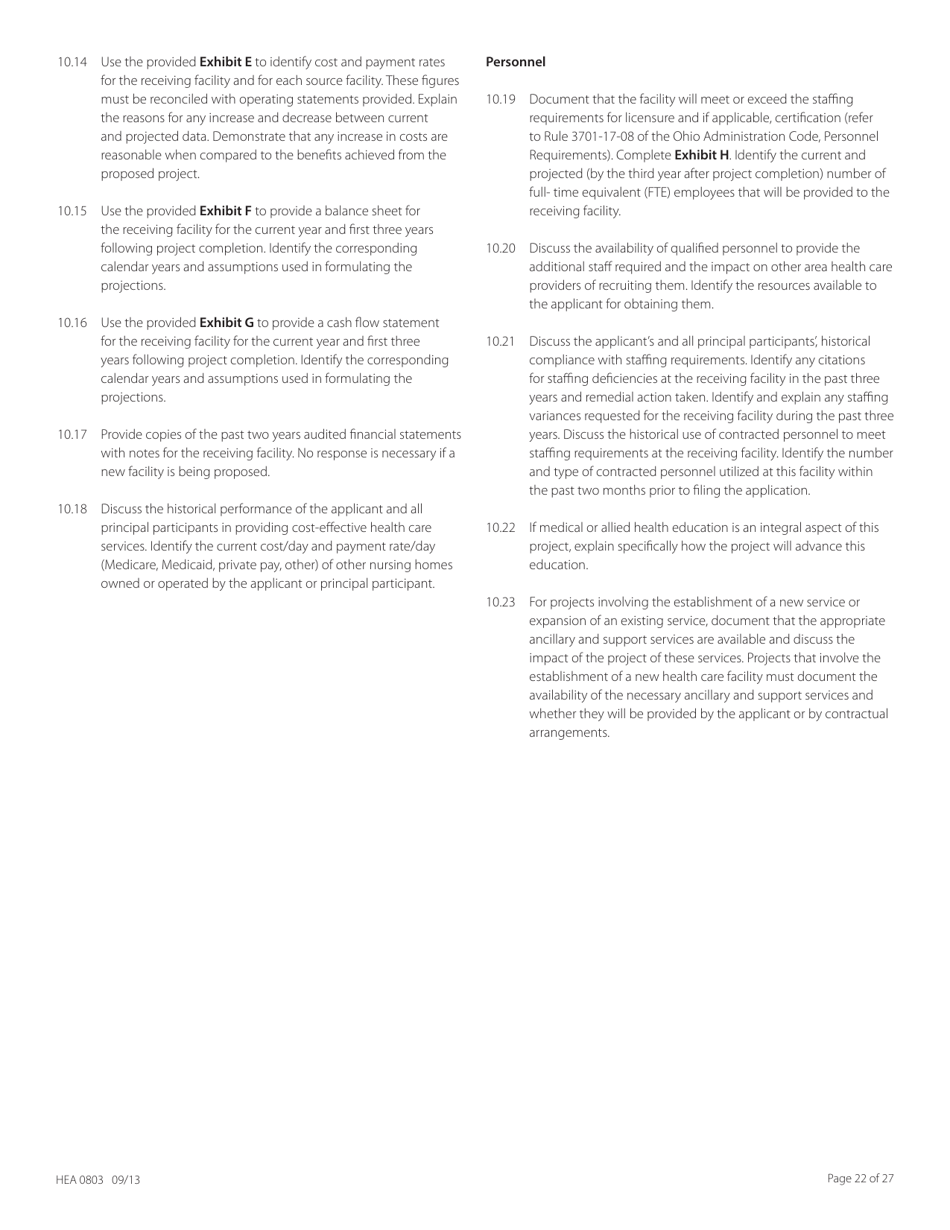 Form HEA0803 Application for Certificate of Need - Ohio, Page 22