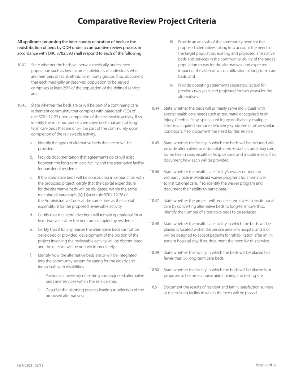 Form HEA0803 Application for Certificate of Need - Ohio, Page 25