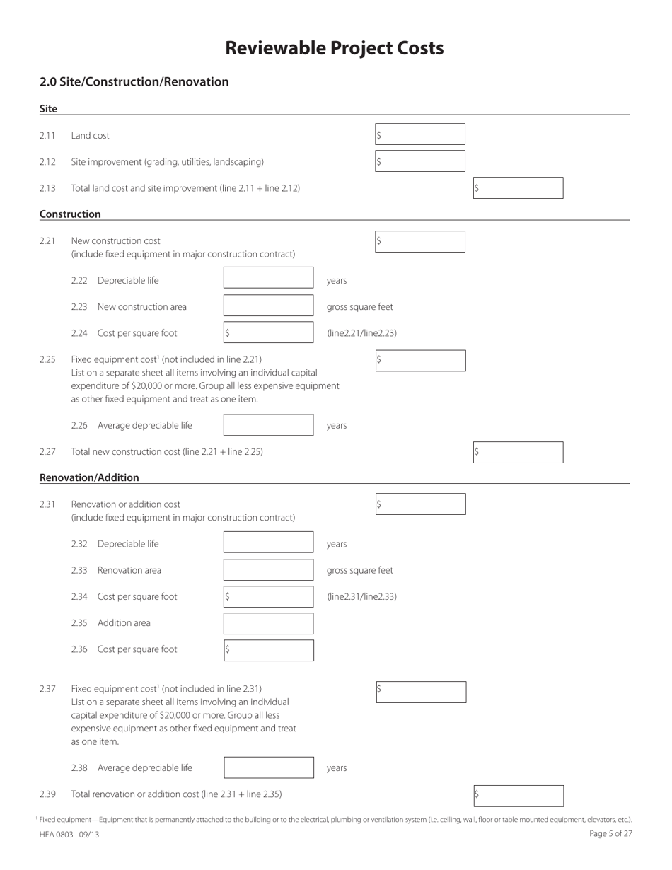 Form HEA0803 Application for Certificate of Need - Ohio, Page 5