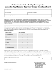 Document preview: Form HEA5525 General X-Ray Machine Operator Clinical Module Affidavit - Ohio