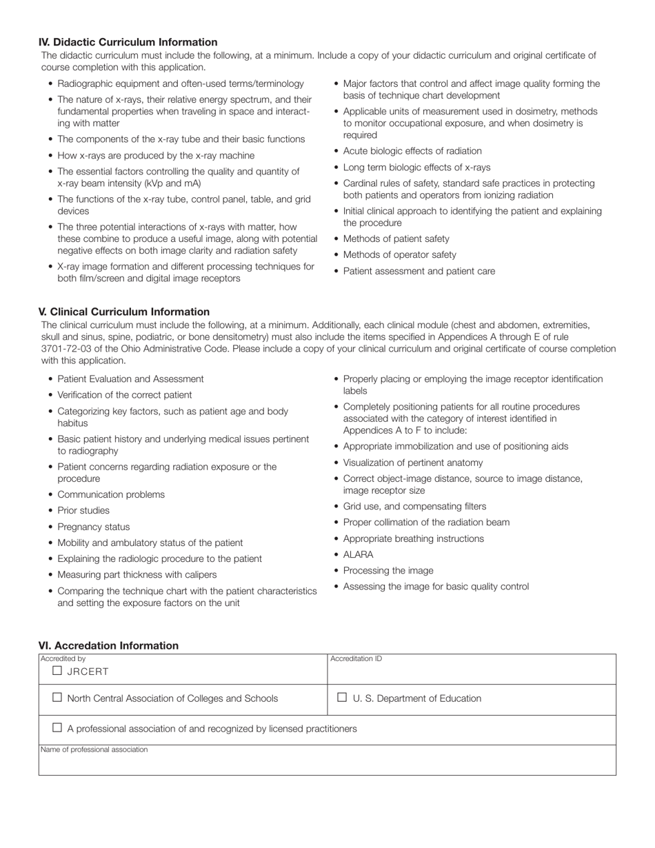 Form HEA5524 Application for Approval of a General X-Ray Machine Operator Educational Program - Ohio, Page 3