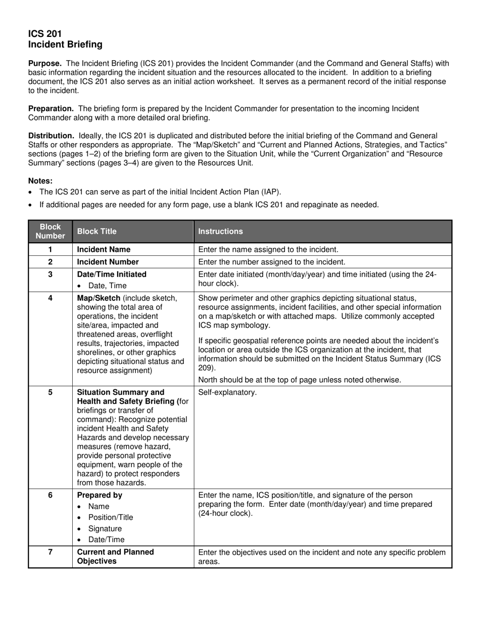 ICS Form 201 - Fill Out, Sign Online and Download Fillable PDF ...