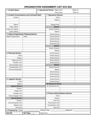 ICS Form 203 &quot;Organization Assignment List&quot;