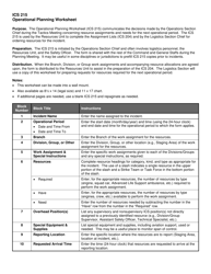 ICS Form 215 Operational Planning Worksheet, Page 2