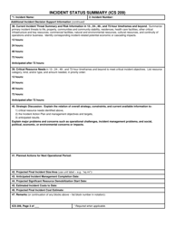 ICS Form 209 Incident Status Summary, Page 3