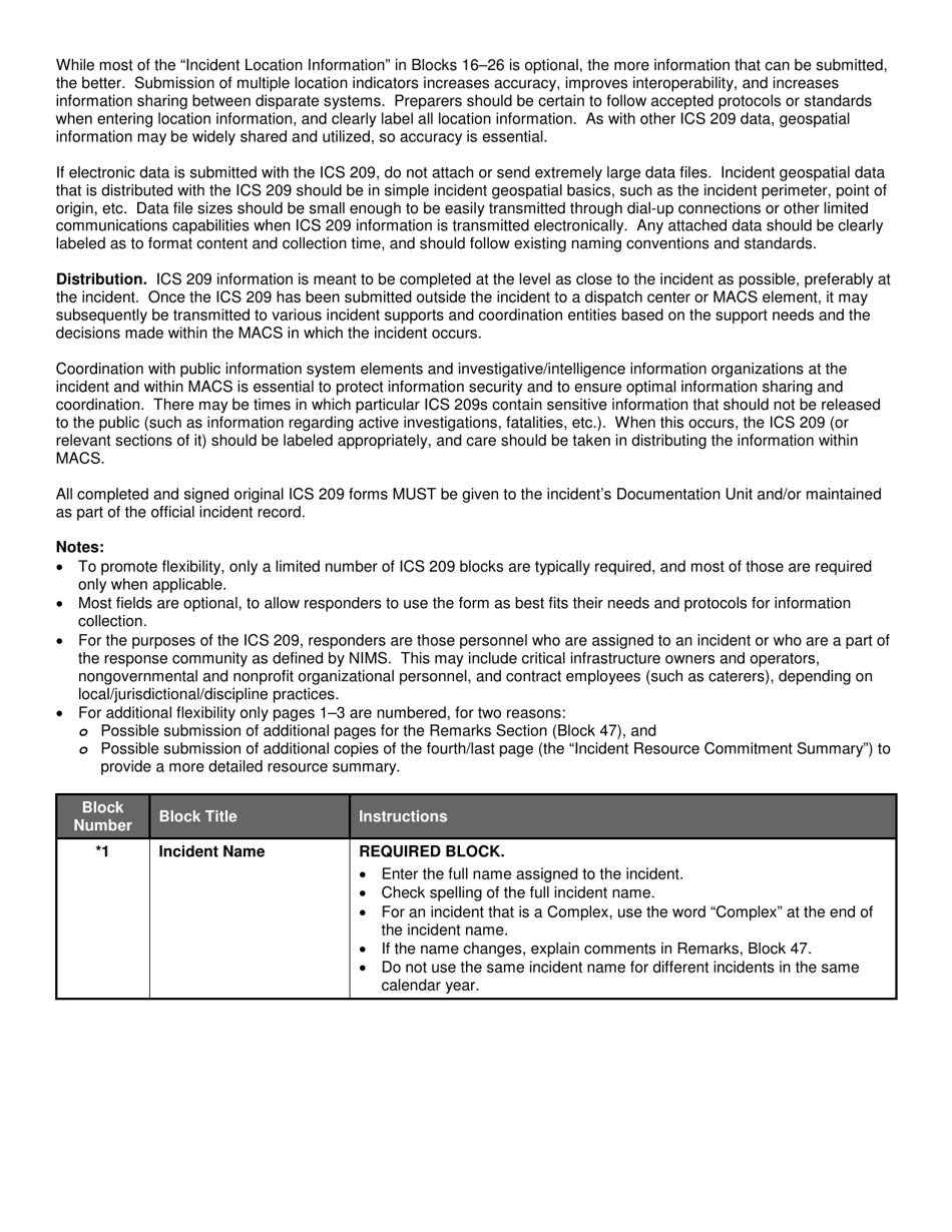 ICS Form 209 Incident Status Summary, Page 6
