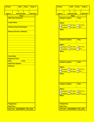 ICS Form 219-7 &quot;Equipment Card (Yellow)&quot;