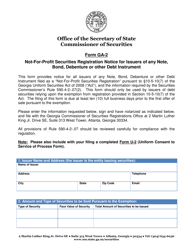 Form GA-2 Not-For-Profit Securities Registration Notice for Issuers of Any Note, Bond, Debenture or Other Debt Instrument - Georgia (United States)