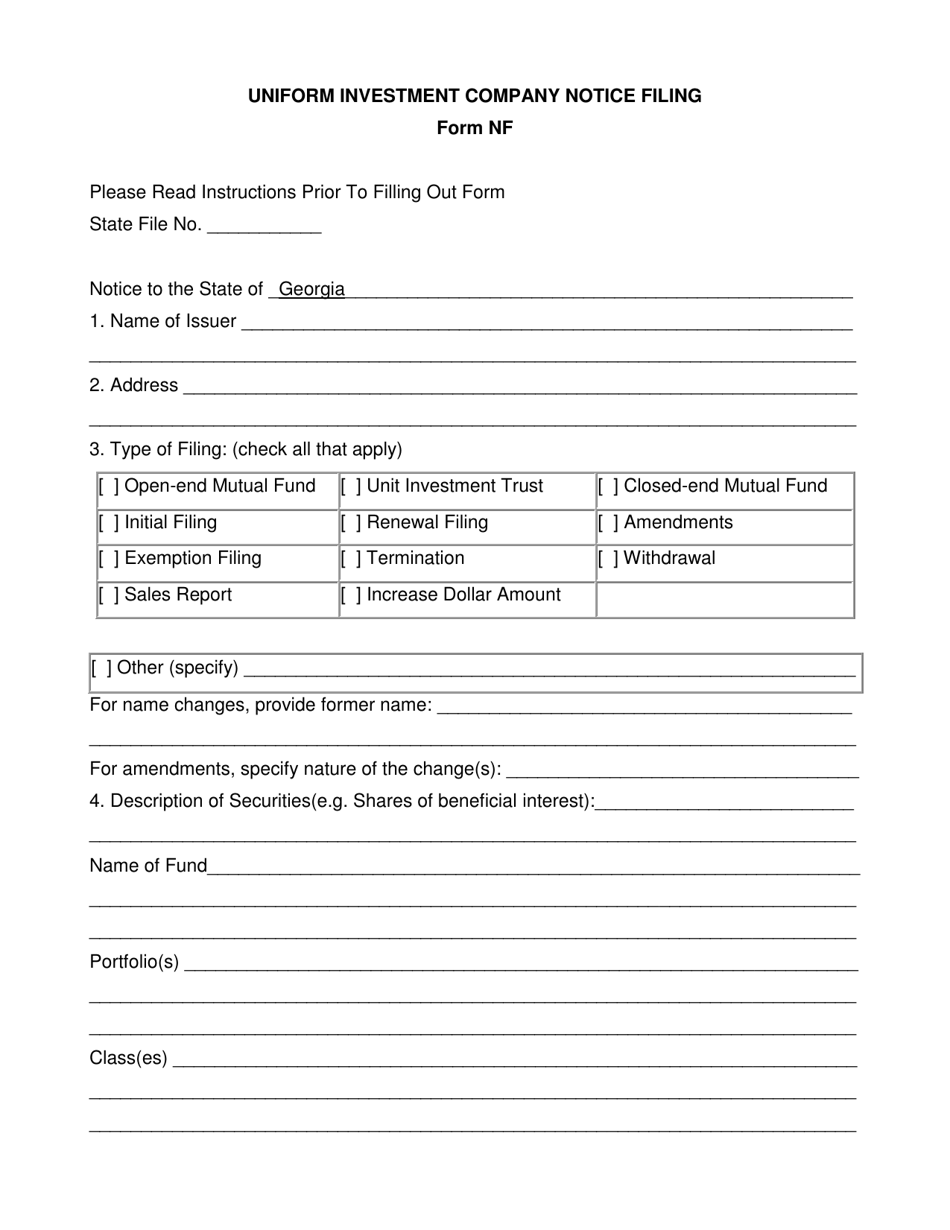 Form NF Uniform Investment Company Notice Filing - Georgia (United States), Page 3
