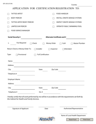 Document preview: Form DFS-303 Application for Certification/Registration - Kentucky
