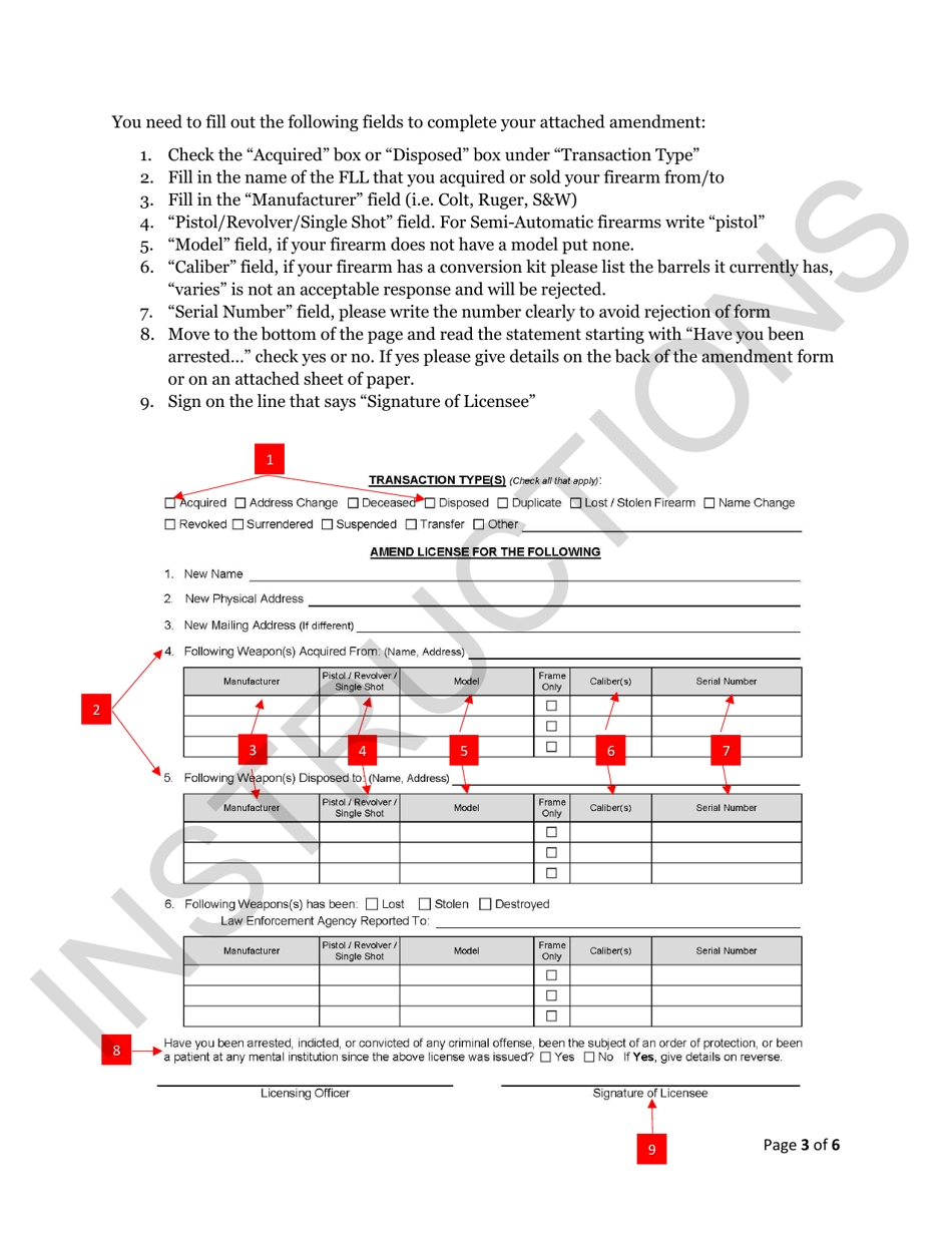 Form PPB-5 Pistol / Revolver License Amendment - Monroe County, New York, Page 3