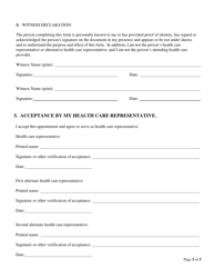 Form for Appointing Health Care Representative and Alternate Health Care Representative - Oregon, Page 3