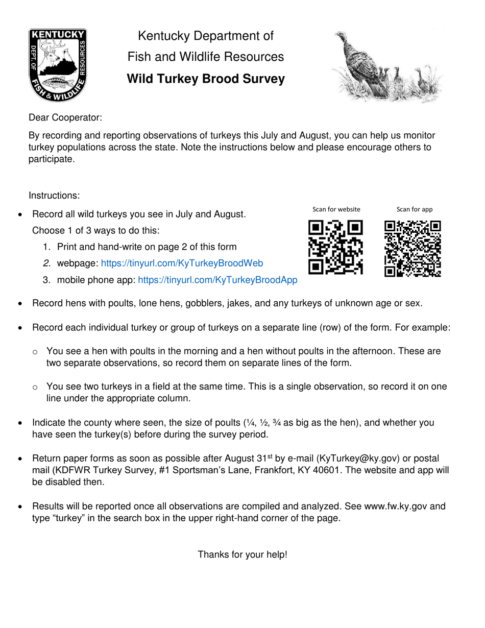 Kentucky Wild Turkey Brood Survey - Kentucky, Page 1