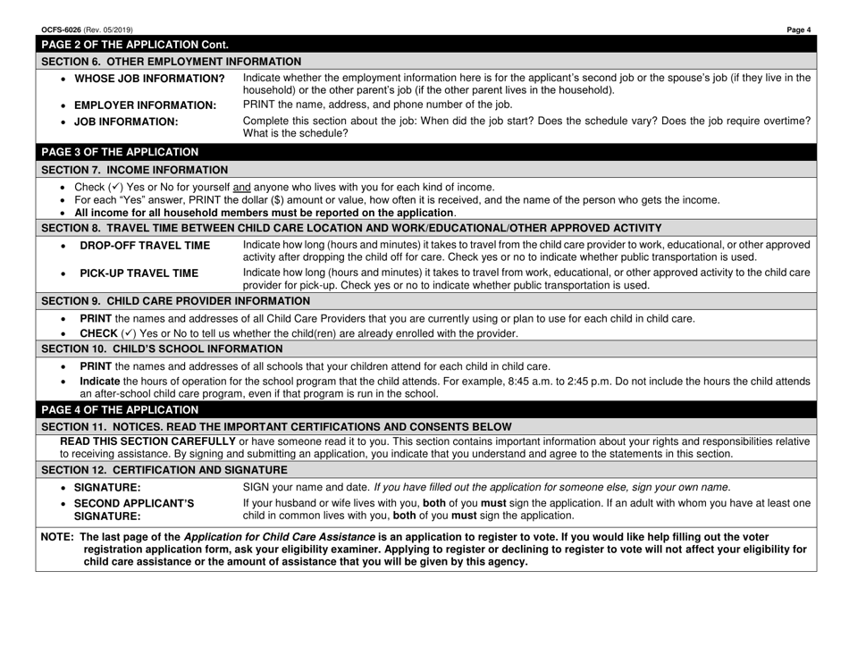 Instructions for Form OCFS-6025 Application for Child Care Assistance - New York, Page 4