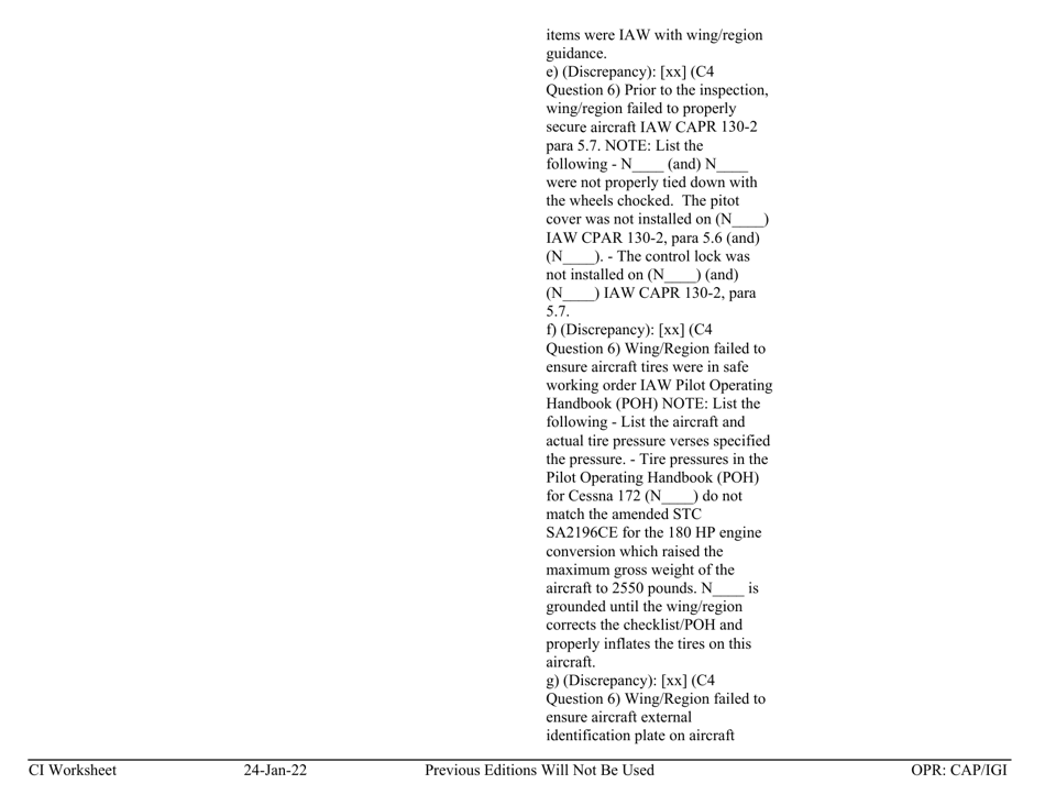 Form C-4 Ci Worksheet - Aircraft Management, Page 10