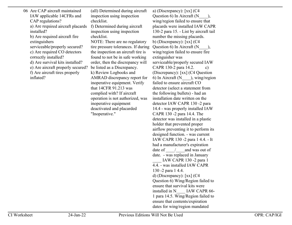 Form C-4 Ci Worksheet - Aircraft Management, Page 9