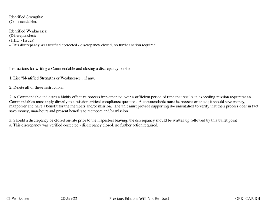 Form E-1 Ci Worksheet - Command, Page 5
