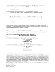 Formulario DEO-A100 Aviso De Apelacion - Florida (Spanish), Page 2