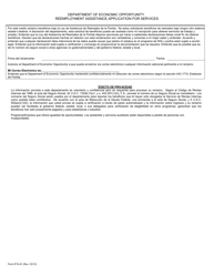 Formulario ETA-81 Reemployment Assistance Application for Services - Florida (Spanish), Page 3