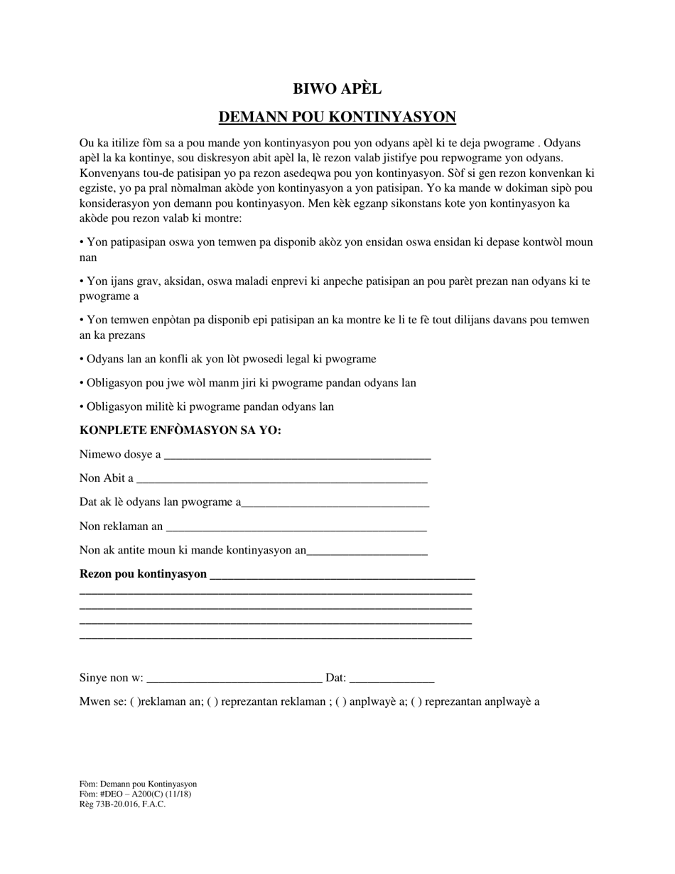 Form Deo A200 Fill Out Sign Online And Download Printable Pdf Florida Creole Templateroller 1759