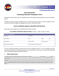 Document preview: Court Interpreter Continuing Education Compliance Form - Colorado