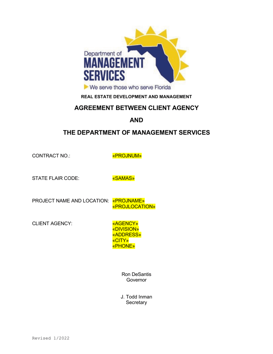 Agreement Between Client Agency and the Department of Management Services - Florida, Page 1