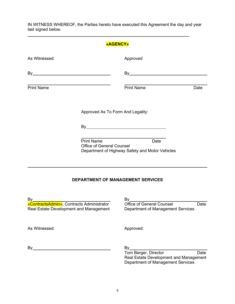 Agreement Between Client Agency and the Department of Management Services - Florida, Page 7