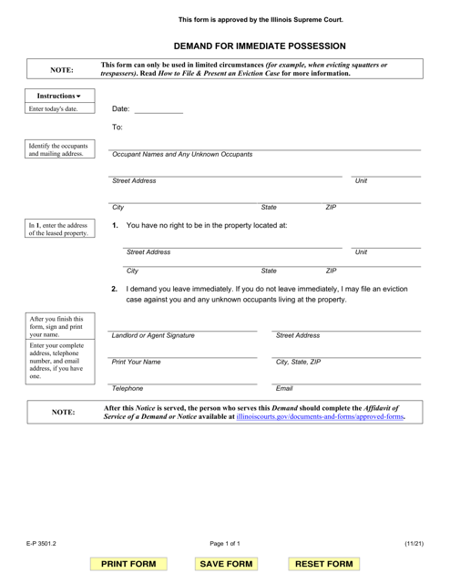 Form E-P3501.2 Demand for Immediate Possession - Illinois