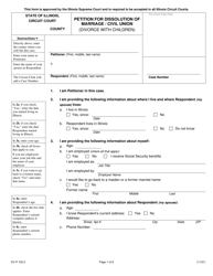 Document preview: Form DV-P105.2 Petition for Dissolution of Marriage/Civil Union (Divorce With Children) - Illinois