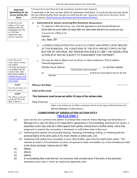 Form DV-SU113.5 Summons Petition for Dissolution of Marriage/Civil Union - Illinois, Page 2
