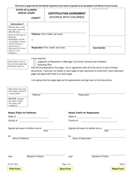 Form DV-CA122.2 Certification Agreement (Divorce With Children) - Illinois